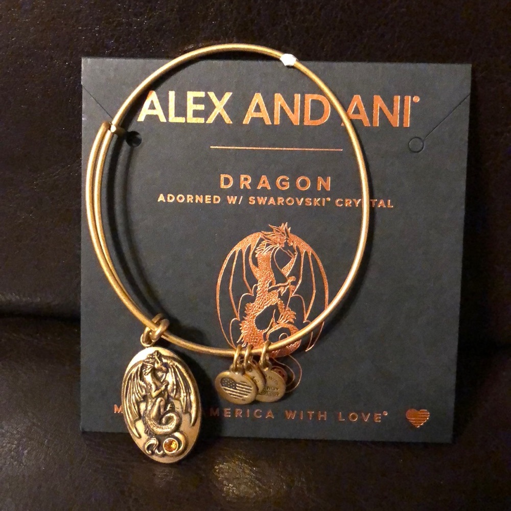 NWT Alex and Ani gold tone Dragon